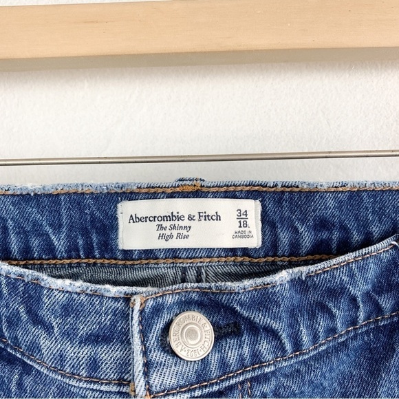 Abercrombie & Fitch The Skinny High Rise Exposed Button Fly Jeans Sz 34/18 - Picture 5 of 6